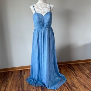 Sweetheart Neckline Cornflower Blue Gown with Spaghetti Straps sz 14
